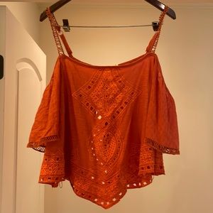 Free People Cold- Shoulder Cropped Top